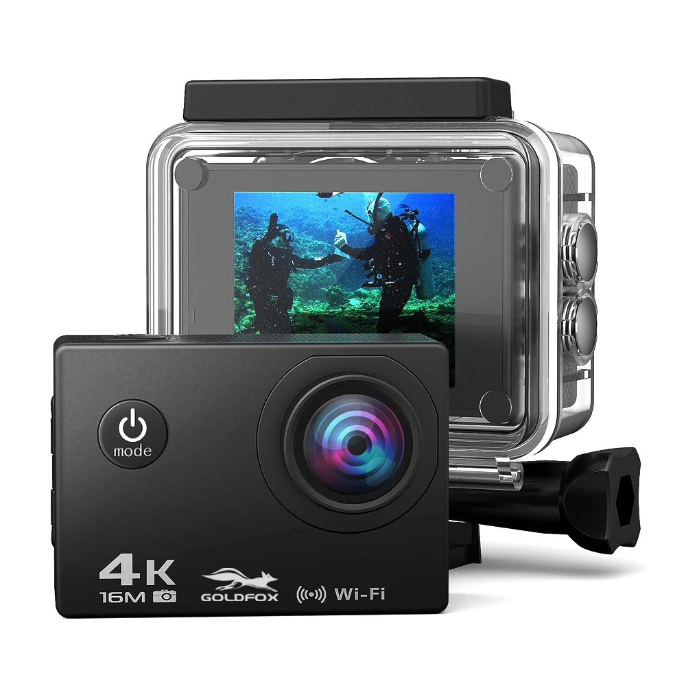 Экшн-камера 4K Ultra HD wifi 16 МП Спортивная камера 1080 P/30fps 170 градусов 2,0 дюймов ЖК-дисплей для дайвинга Водонепроницаемая 30 м DV Шлем HD камера