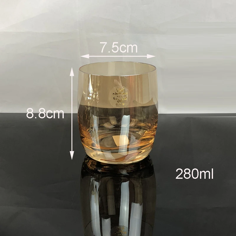 Whiskey cup 280ml Европейское Хрустальное стекло, бокал для вина, Золотое Гальванопокрытие, бокалы для шампанского, бокалы для виски, бокалы для бренди, графин, домашняя посуда для напитков - Цвет: Whiskey cup 280ml