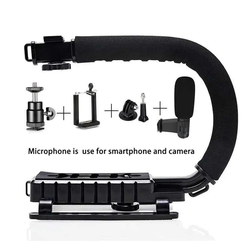 Tripod Microphone Штатив-Трипод для фотосъемки камеры с устойчивым креплением, рукоятка C стабилизатором, крепление для съемки на низком положении, многофункциональные аксессуары с зажимом - Цвет: Tripod Microphone