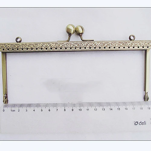Прямой металлический кошелек 19 см винтажный бронзовый цвет застежка рамка