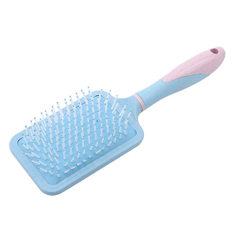 light blue Массажная Укладка волос, воздушная подушка, плоская квадратная расческа, новая профессиональная расческа для волос из пшеничной соломы, массажная расческа для волос, соломенная щетка - Цвет: light blue