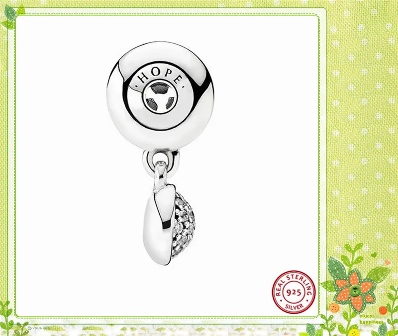 ESSENCE Pave-set прозрачный CZ Надежда Подвеска Шарм бусины для женщин ювелирных изделий DIY Fit PANDORA талисманы Серебро 925 FE065