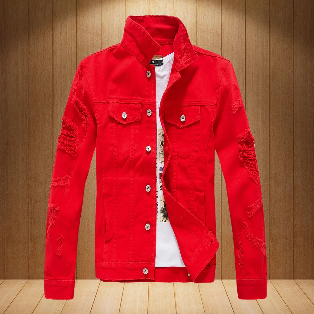 Джинсовая куртка для мужчин и женщин хипстерская красная джинсовая весна осень
