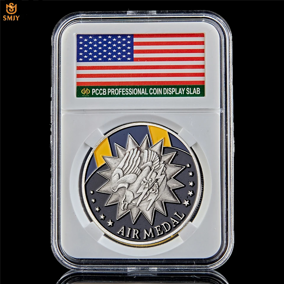 

USA Meritorious Achievement In Aerial Flight US Air Forces Silver Plated Military Challenge Commemorative Coin W/PCCB Holder