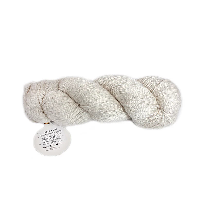 Шелковая Мериносовая мягкая Неокрашенная пряжа для ручного вязания 50% шелк