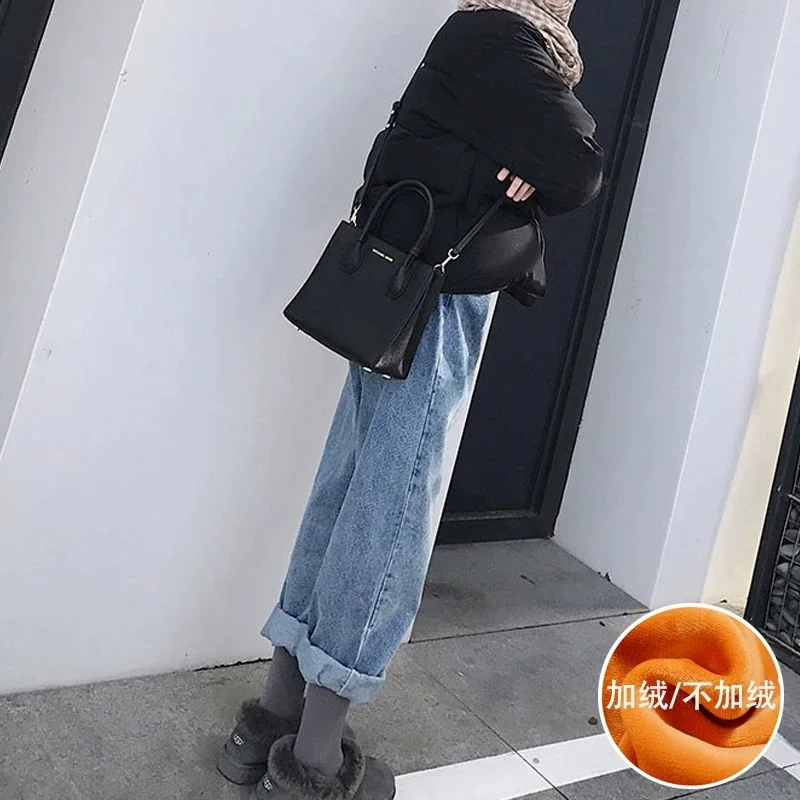 Большие размеры флисовые Теплые Джинсы 4xl 5 xlwomen широкие брюки boyfriend свободные