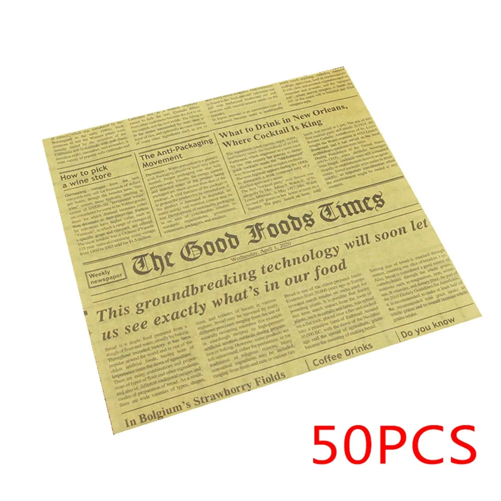 XW03399 50pcs Wax Paper Food Grade Grease Paper Food Wrappers Wrapping Paper For Bread Sandwich Burger Fries Oil Paper Baking Tool - Цвет: XW03399