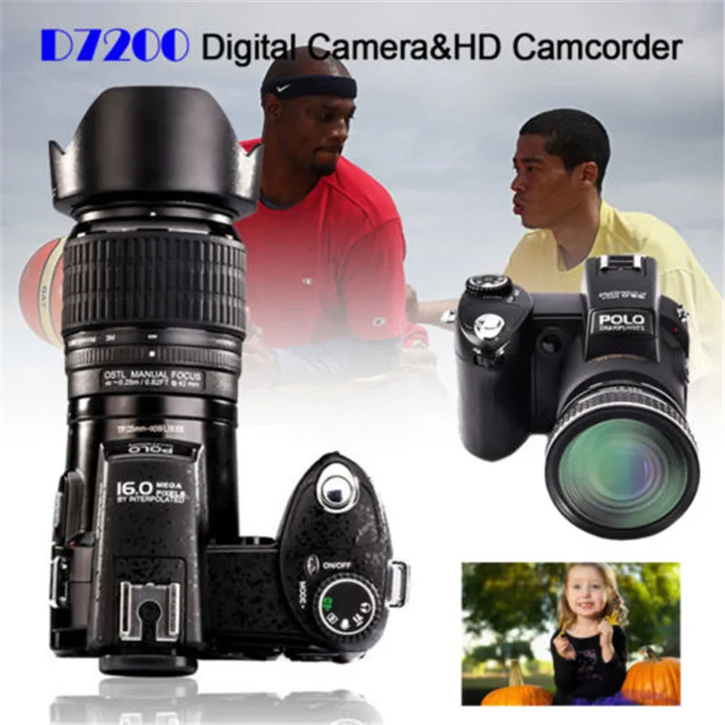 Цифровая камера POLO D7200 33MP 1080P автофокус зеркальная фотокамера s 24X + телеобъектив