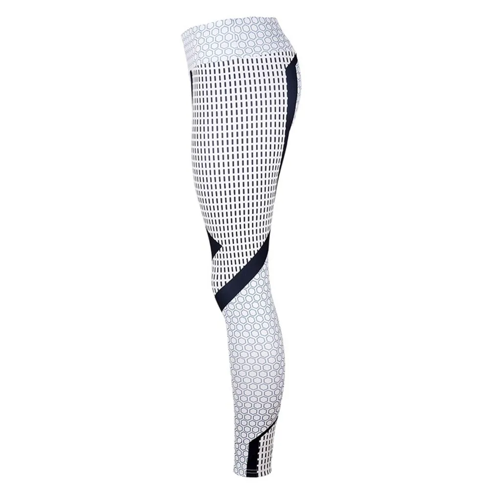 Women Fitness Leggings White Sexy Push Up Honeycomb Print High Waist Thin Slim Breathable Elastic Capris Workout Pants |