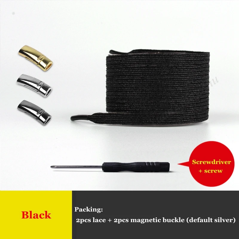 Black 1 пара новых магнитных эластичных фиксирующих шнурков специальный креативный 1 Второй без галстука шнурки для детей и взрослых шнурки для кроссовок - Цвет: Black