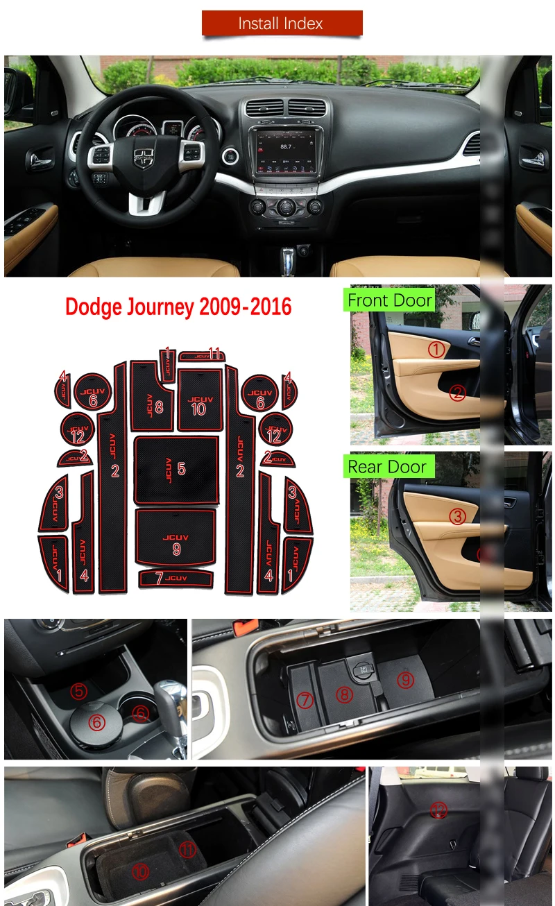 Противоскользящие ворота Слот коврик резиновая подставка для Dodge Journey JC Fiat Freemont 2009- SRT р/Т аксессуары наклейки 2011