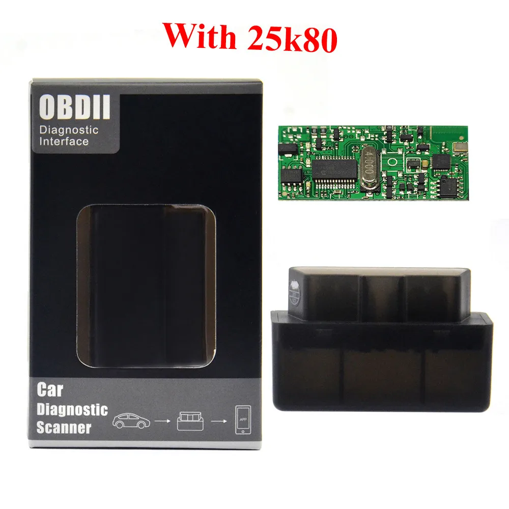 25K80 Black 25K80 Мини elm327 Bluetooth OBD2 V1.5 Elm 327 V 1,5 OBD 2 Автомобильный диагностический инструмент сканер Elm-327 OBDII адаптер автоматический диагностический инструмент - Цвет: 25K80 Black