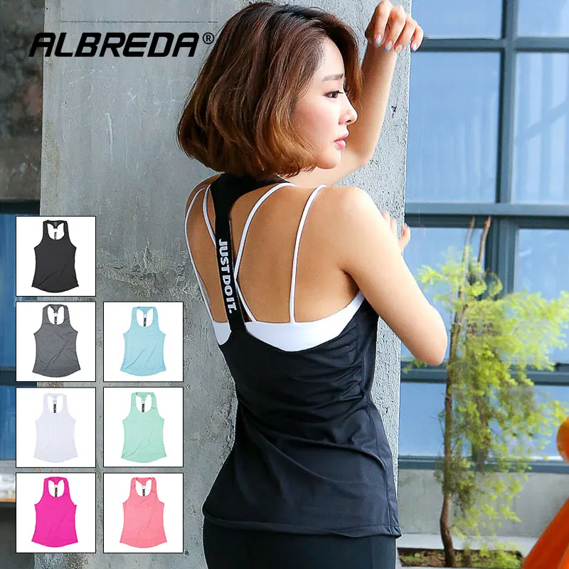 

ALBREDA Women yoga sport vest Professional sleeveless Quick Drying Fitness Running Tank Top Gym Yoga shirt fitness Vest 6 colors
