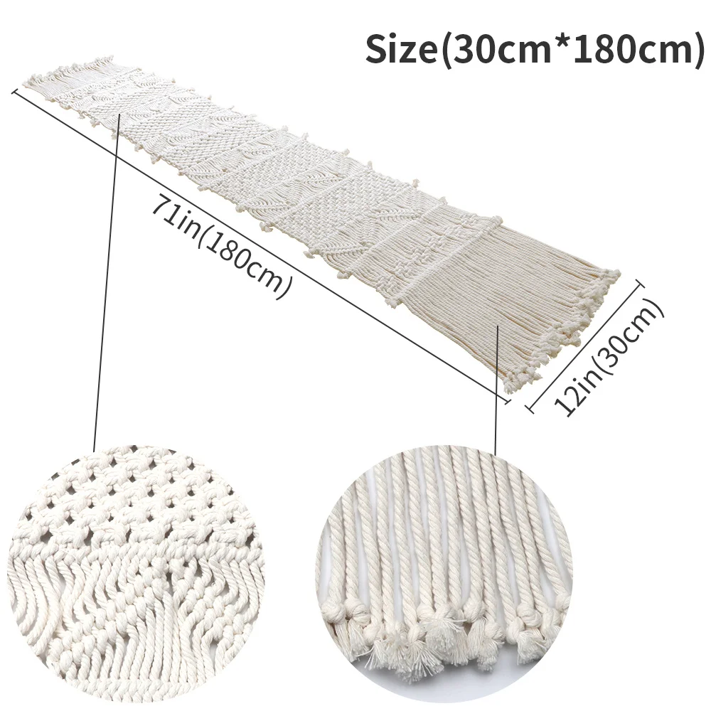 Вязаный крючком полый кружевной стол бегунок кисточка бежевое хлопковое