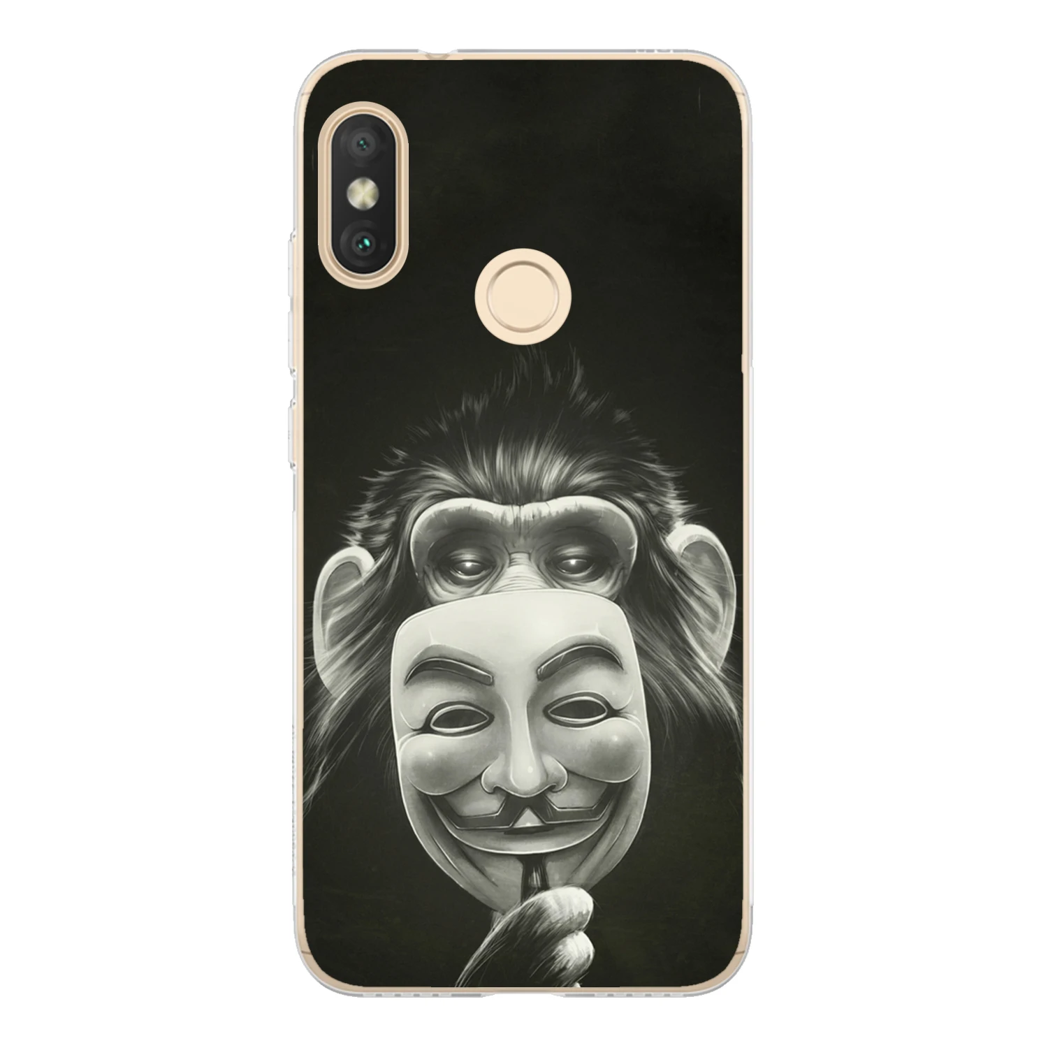 For Xiaomi Mi A2 Lite Case Cover 5.84&quot Soft TPU Silicone Popular Cool Mask Smoking Glasses Monkey Orangutan Painted Phone |