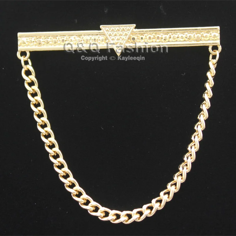 Мужская Золотая треугольная цепь в горошек рубашка воротник галстук нагрудный