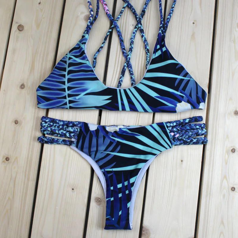 Летние пикантные бикини трикотажные ремни купальник Для женщин Купальники бинты