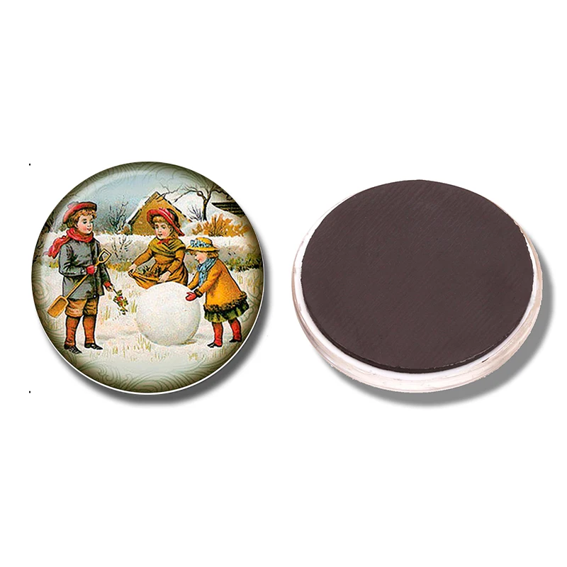 Викторианский Рождественский магнит на холодильник 30 мм детский стеклянный