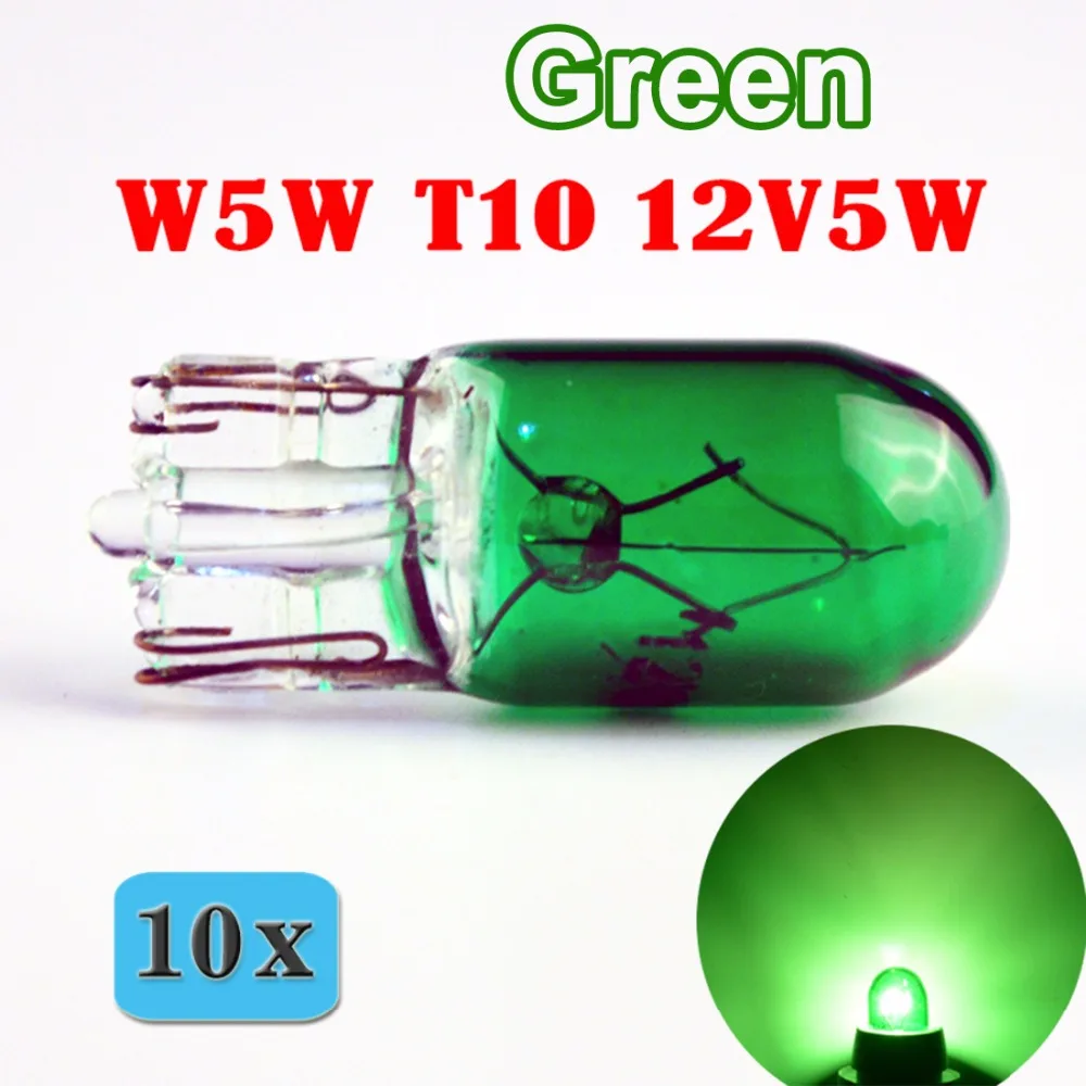 Flytop(10 шт./лот) 501 W5W ксенон T10 Стекло 12В 5 Вт W2.1x9.5d Одиночная нить несколько Цвет автомобильные лампы