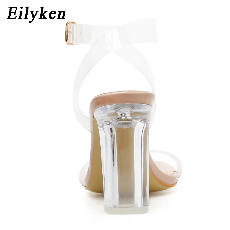 Eilyken/модные летние сандалии из пвх; Новинка года; стильная обувь с пряжкой на ремешке; женские пикантные прозрачные туфли на высоком каблуке