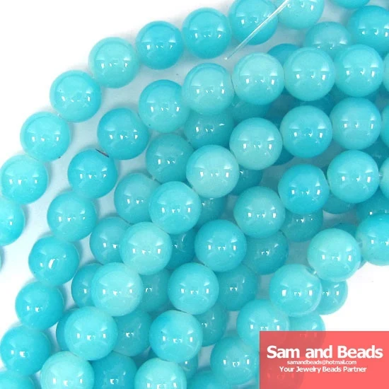 

10mm Light Blue Round Glass Loose Beads for Jewelry Making Approx 80pcs Beads Per Strand Free Shipping