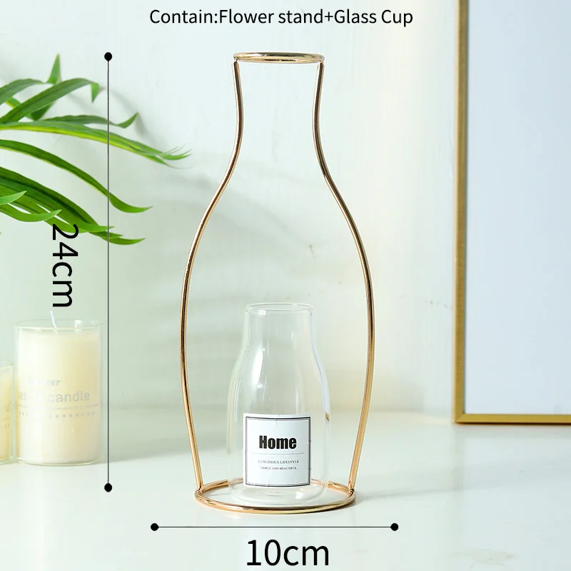 E-Flower stand-Cup RUX WORKSHOP в скандинавском стиле ваза для украшения интерьера Золотой железной проволоки вазы высушенные цветочные украшения для дома вечерние украшения - Цвет: E-Flower stand-Cup
