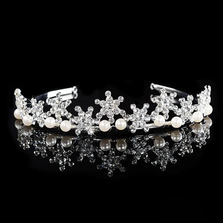 SLBRIDAL сплав Свадебный Тиара головной убор со стразами Хрустальная Свадебная Тиара головной убор жемчуг свадебные аксессуары для волос женские ювелирные изделия