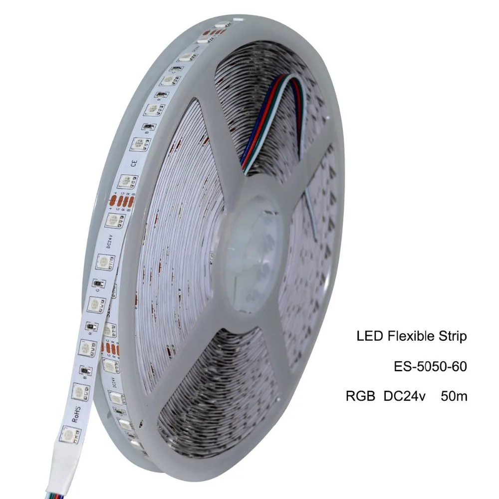 RGB светодиодный светильник 20 метров(65,6 футов) RGB гибкий меняющий цвет full SMD5050 1200 светодиодный s светильник 24V светодиодный светильник s