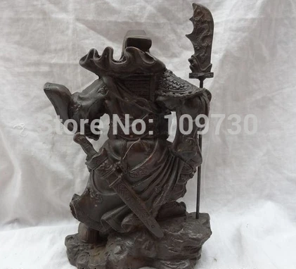 bir 003038 10&quot Chinese Bronze &quotSanGuo&quot Warrior Dragon GuanGong GuanYu WuSheng God Statue | Дом и сад