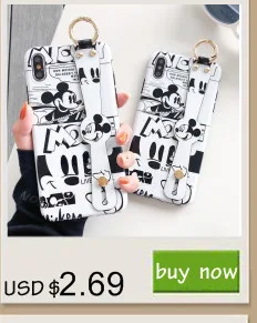 Donald Daisy Duck Case for iPhone 7 8 6 6S Plus Cute Cartoon Wrist Strap Bracket Phone Cover for iPhone XS Max XR X Case Funda