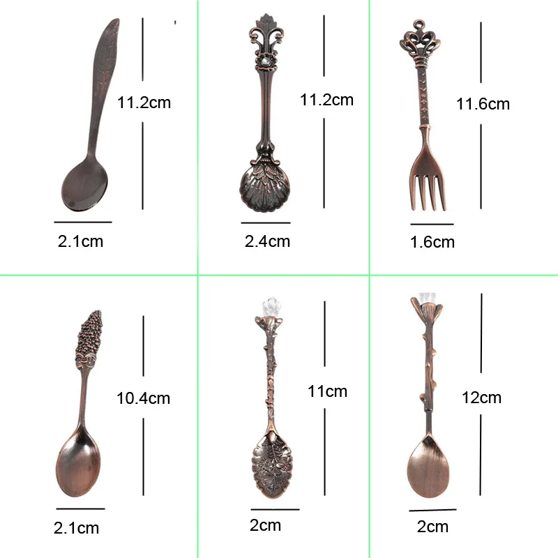 FHEAL Новый 6 шт./компл. Винтаж Королевский Стиль резные металлические мини Кофе