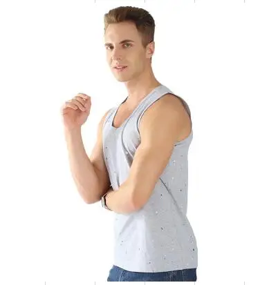 Летние модные мужские Camiseta принт Расширенный без рукавов топы на бретельках для