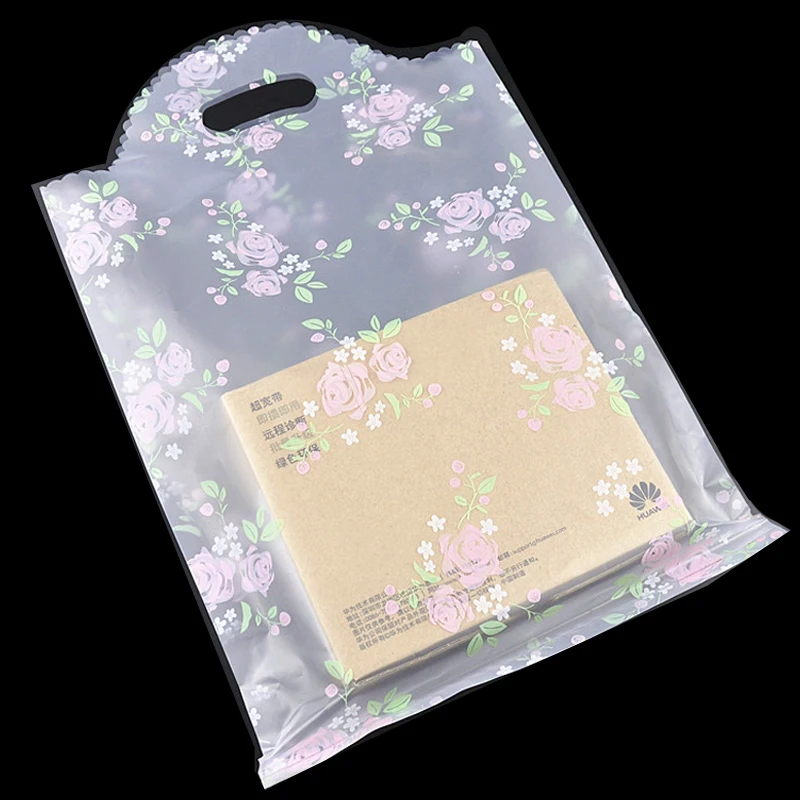 Пластиковые подарочные пакеты белые кружевные цветы 50 шт./лот 25x40 см бутик