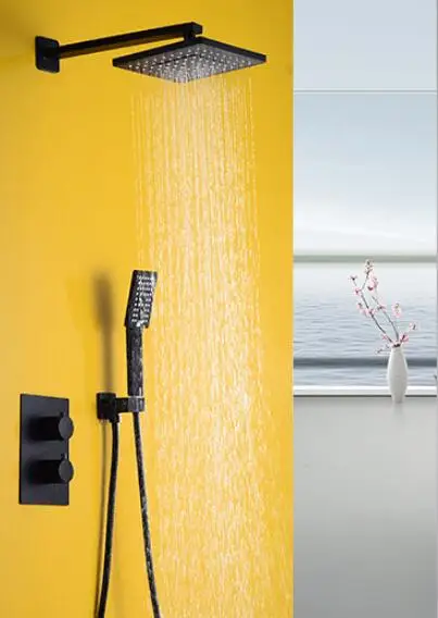 Черный душ крыши спрей в стены потолок типа скрытый смеситель для душа отеля