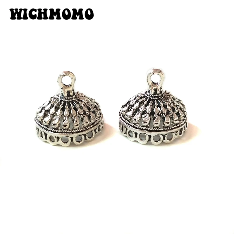 

New 4pcs/bag 20mm Retro Zinc Alloy Bell Shape Round Beads Tassels End Cap Charms Pendants for DIY Jewelry Accessories