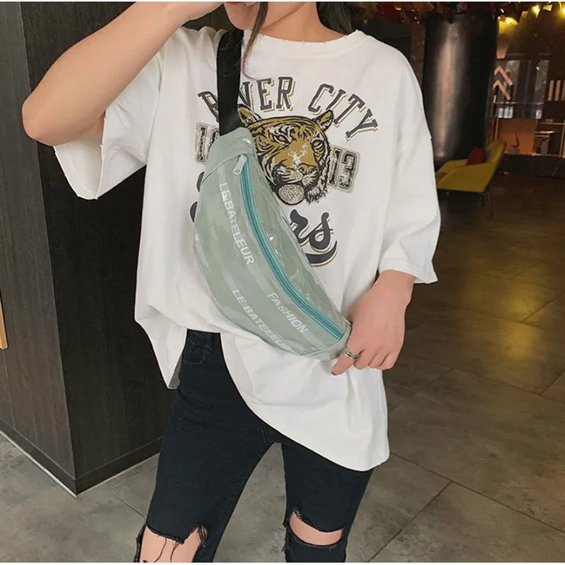 Женская поясная сумка 4 вида цветов водонепроницаемая прозрачная 2 кармана для