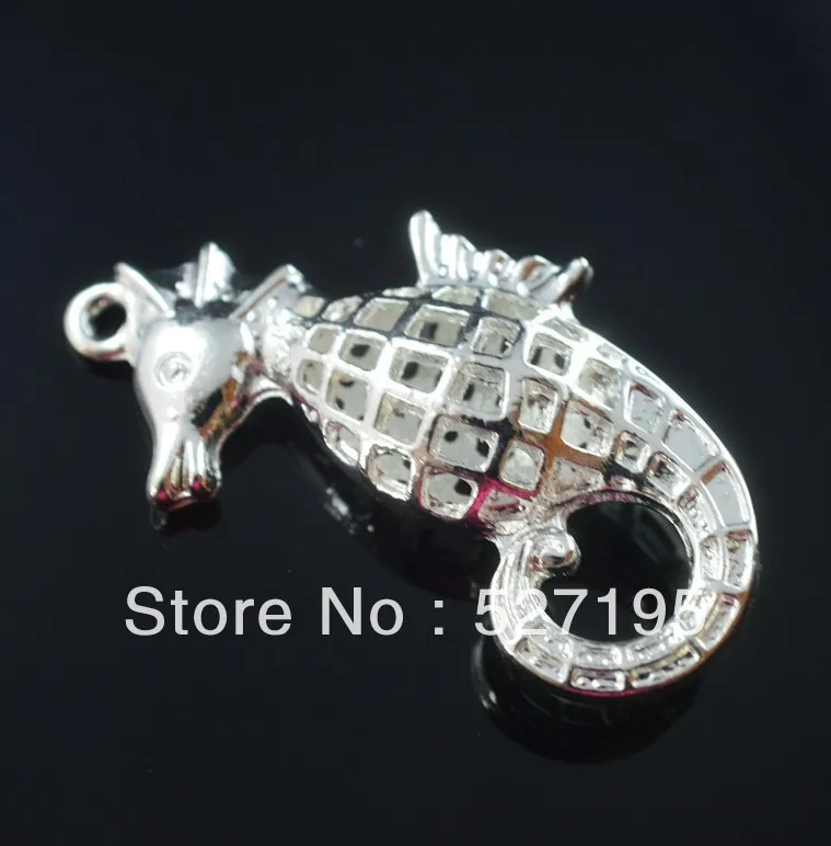 

Free shipping 52*28mm silver plated hollow out hippocampus pendant charms jewelry making