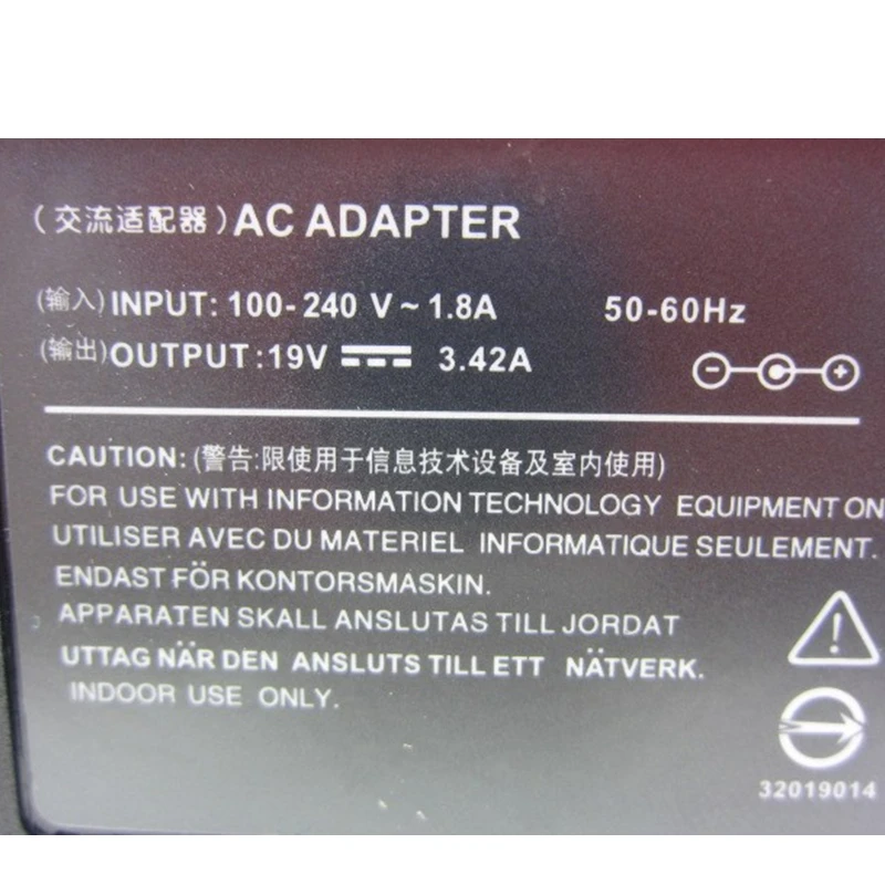 HSW 19V 3.42A 65 Вт ноутбук зарядное устройство с адаптером переменного тока Питание