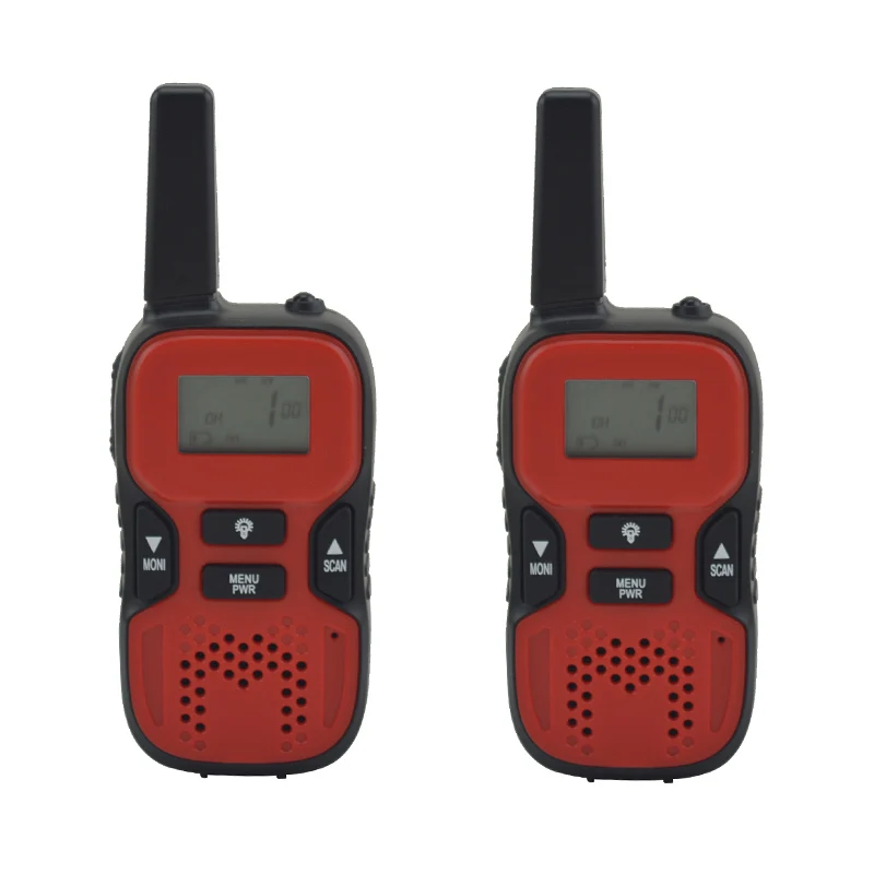 

2pcs/Pair Red Mini kids Walkie talkie 22 channels FRS GMRS 2 way radio LCD Display+2 rechargeable battery +USB Cable