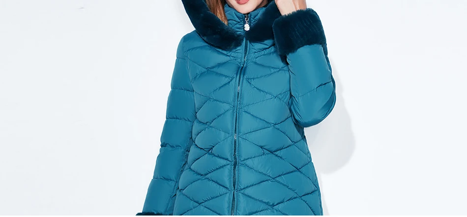 SnowClassic Winter Women Coat Jacket Woman Parka Long Теплый воротник высокого качества / рукав Зимний шорт с капюшоном 2018Новая зима