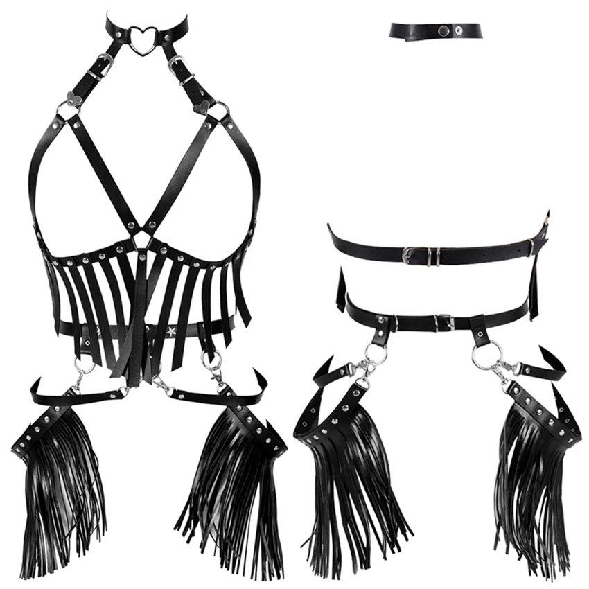 PG0235-PG0252 Кожаный пояс для подвязок, набор, Harajuku, панк, ремни для бюстгальтера, ремни с кисточкой, топ, клетка, шея, бандаж, фестивальный Рейв, Одежда для танцев - Цвет: PG0235-PG0252