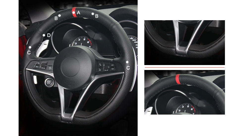 MEWANT черный натуральная кожа чехол рулевого колеса автомобиля для Alfa Romeo Giulia Stelvio