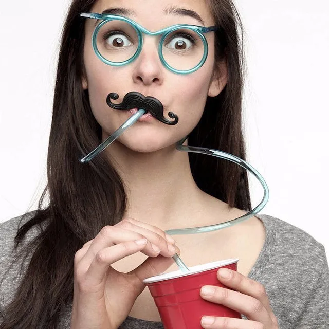 1 шт. креативные Забавные Мягкие Соломенные очки Уникальные Гибкие питьевые