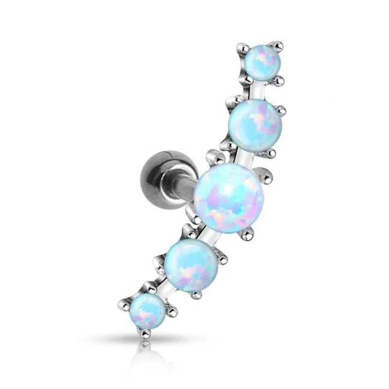 

1pc New Design Surgical Steel OPal Ball Tragus Cartilage Barbell Earring Ear Bar Stud Ring for Women Piercing Jewelry