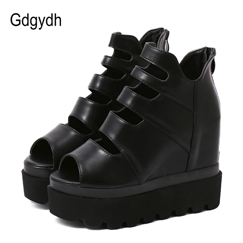 Женские туфли в римском стиле Gdgydh черные повседневные лодочки на платформе и
