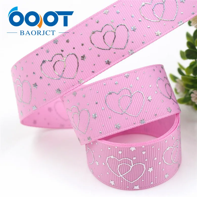 I-19326-805 OOOT BAORJCT I-19326-796, 10 ярдов 25 мм Лазерная Серебряная любовь форма напечатаны корсажная лента DIY ручной работы головные уборы свадебный подарок обёрточная бумага - Цвет: I-19326-805