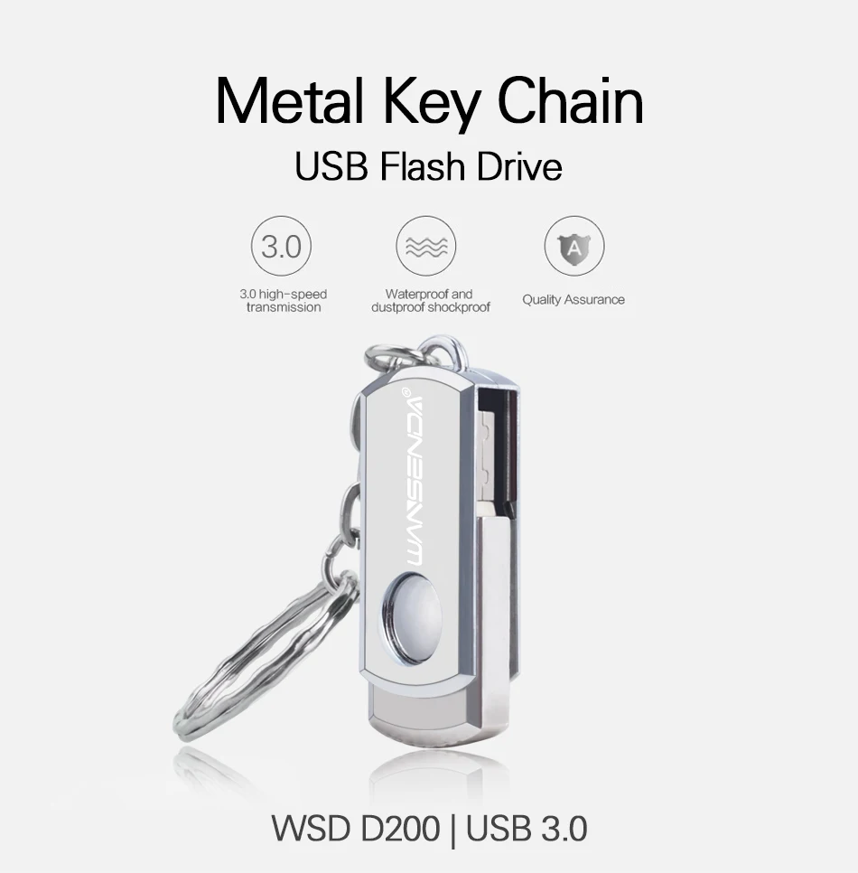 Wansenda, брелок из нержавеющей стали, флеш-накопитель USB 3,0, высокоскоростной флеш-накопитель, 256 ГБ, 128 ГБ, 64 ГБ, 32 ГБ, 16 ГБ, 8 ГБ, usb-флешки