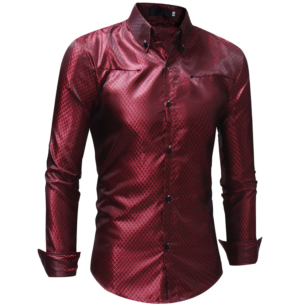 2019 Мужская модная повседневная клетчатая рубашка с длинными рукавами тонкая