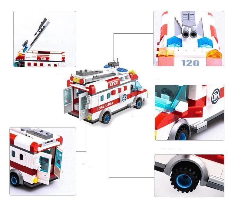 Enlighten New 1118 Block Ambulance Series DIY 328pcs Bricks Truck Building Blocks Toys for children Kids Gift Playmobil | Игрушки и