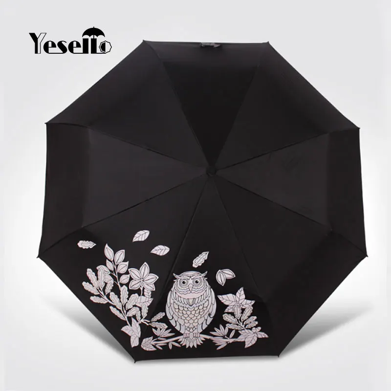 Yesello Сова три складные зонты с защитой от ультрафиолетового излучения Волшебные